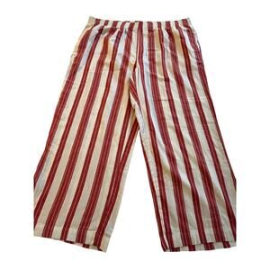 Old Navy Demi Wide Leg Pants 2X Red White Stripe Cotton Elastic Waist Lounge